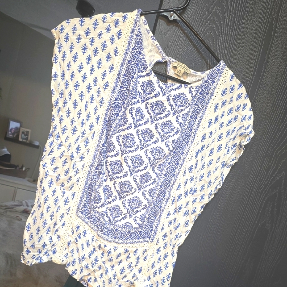 Lucky Brand Blue Boho Top